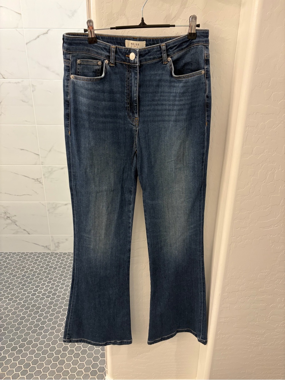 Reiss Women's Dark Blue Flare Jeans